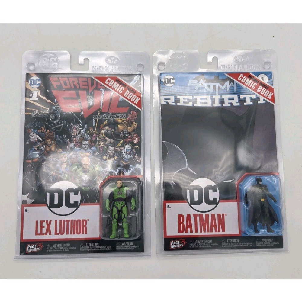 McFarlane DC Batman Rebirth & Luther Evil Lot Page Punchers 3" Figures w/ Comics